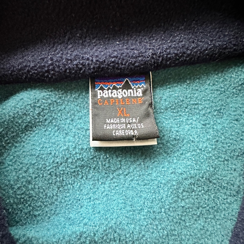 Vintage Patagonia Sweater XL Teal Capilene Fleece Quarter Zip USA 1/4 Pullover - Picture 6 of 9